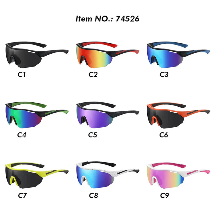 ADRIEN UNISEX POLARIZED HALF-RIM OVERSIZED SHIELD FRAME SUNGLASSES