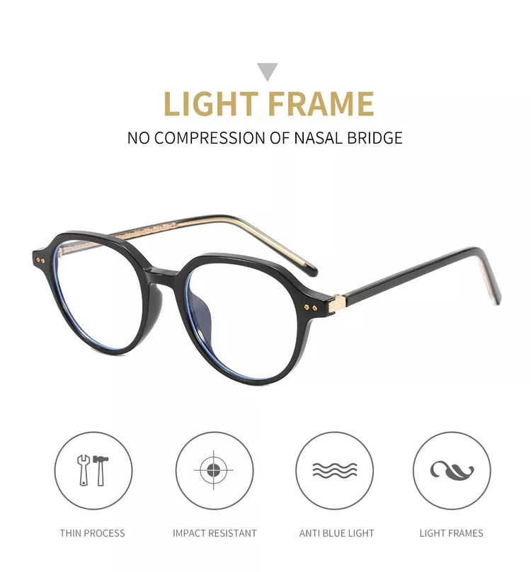Zaid Unisex Vintage Round Frame Anti-Blue Light Glasses