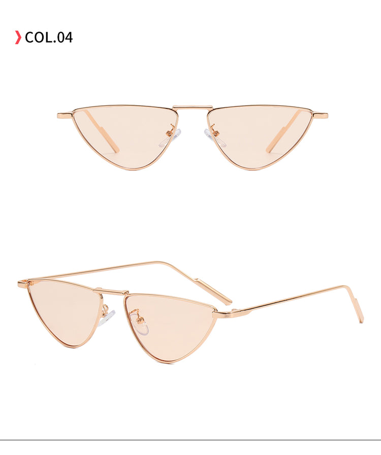 ANDREA WOMEN'S UV400 SMALL METAL TRIANGLE CAT EYE SUNGLASSES