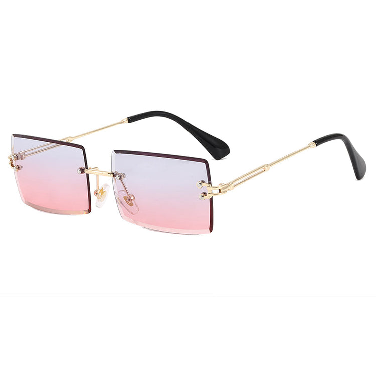 AMARI UNISEX TINTED UV 400 SMALL RIMLESS RECTANGLE FRAME SUNGLASSES