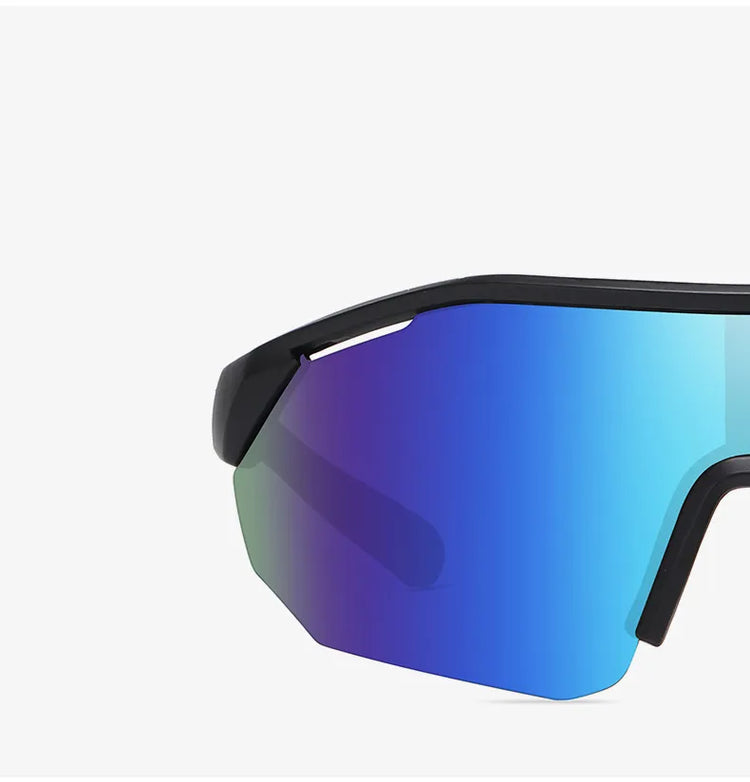 ADRIEN UNISEX POLARIZED HALF-RIM OVERSIZED SHIELD FRAME SUNGLASSES