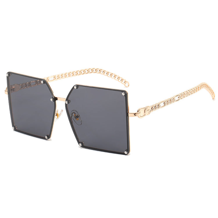 ABBY WOMEN'S UV400 SQUARE METAL FRAME CHAIN LINK SUNGLASSES