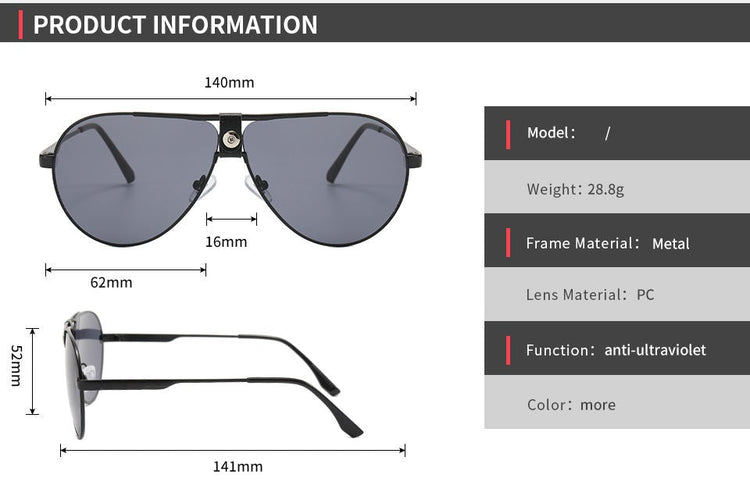 KIERAN METAL AVIATOR FRAME SUNGLASSES -BLACK