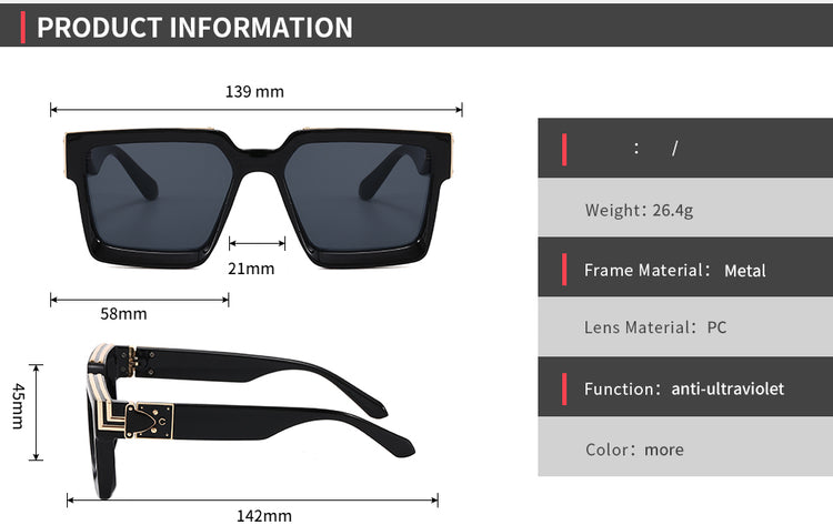 BAILEY UNISEX GRADIENT LENS BLOCK FRAME SUNGLASSES