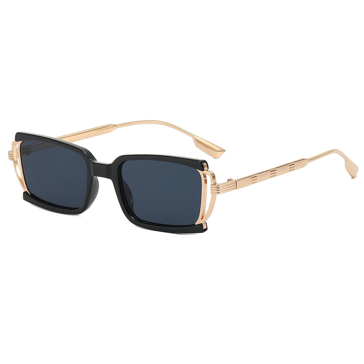 KENYA UNISEX SMALL RECTANGLE METAL FRAME SUNGLASSES