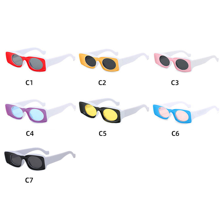 ROMERO UNISEX RETRO WHITE RECTANGLE FRAME SHADES WITH GRADIENT LENS