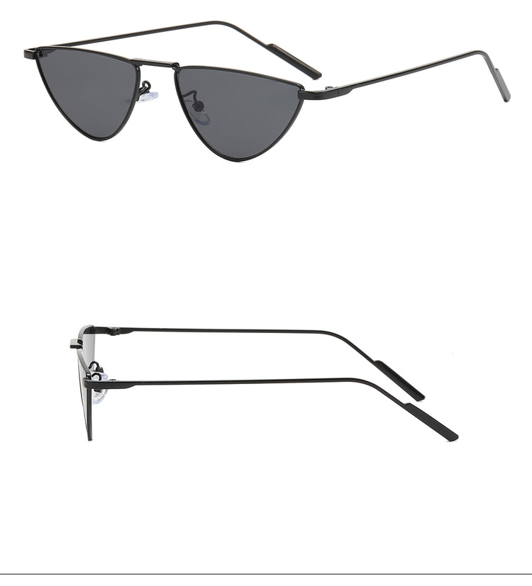 ANDREA WOMEN'S UV400 SMALL METAL TRIANGLE CAT EYE SUNGLASSES
