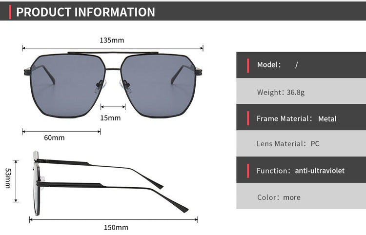 JOURNEY GRADIENT METAL FRAME SUNGLASSES -BLACK