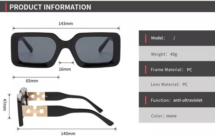 QUINTON UNISEX UV400 METAL MIX RECTANGLE SUNGLASSES