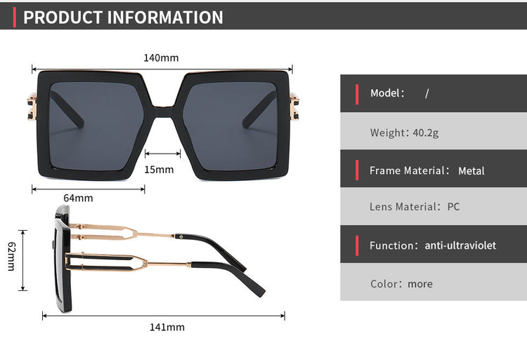 Gloria Women's Oversized UV400 Square Frame Sunglasses