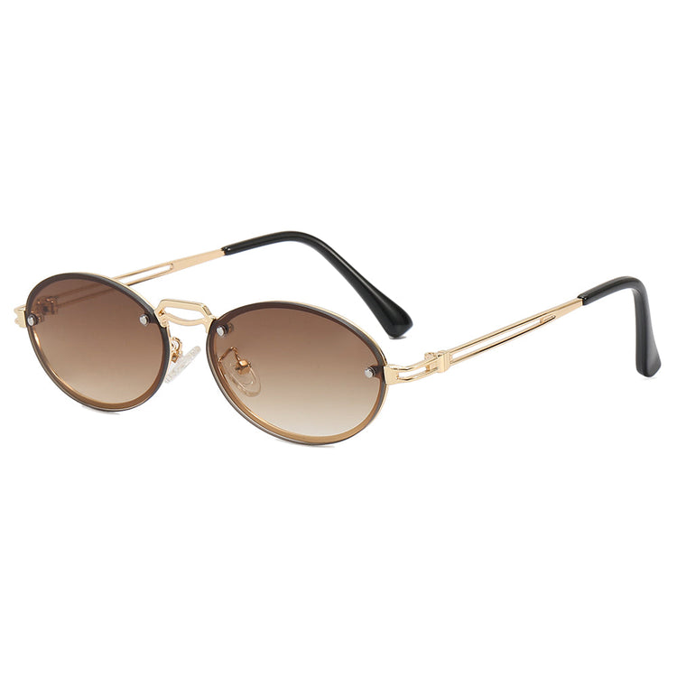 DALE GOLD OVAL UNISEX UV400 METAL FRAME SUNGLASSES