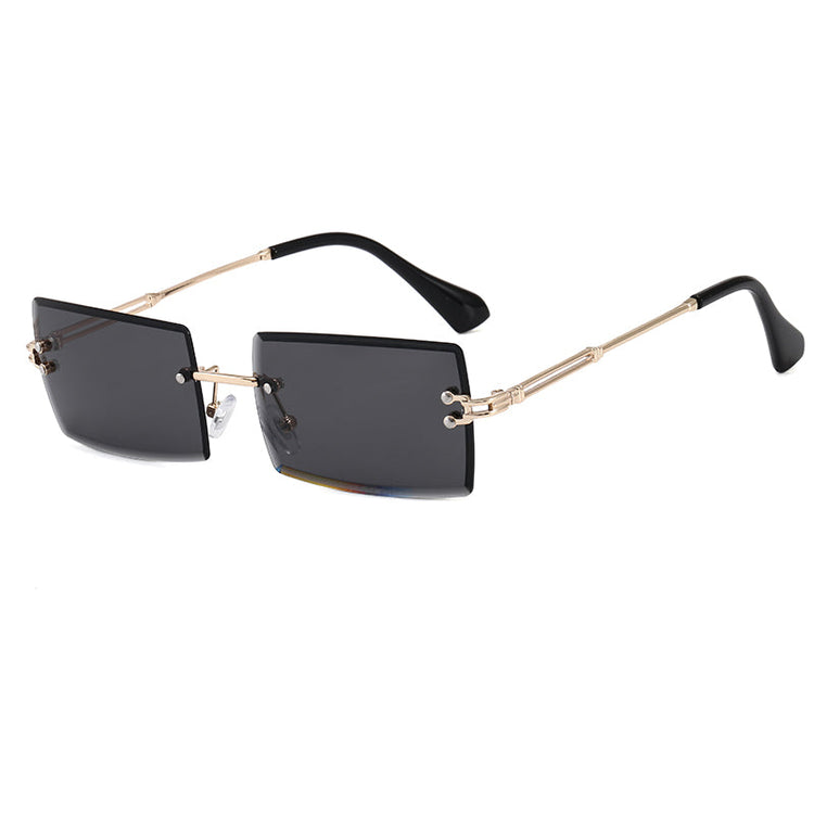 AMARI UNISEX TINTED UV 400 SMALL RIMLESS RECTANGLE FRAME SUNGLASSES