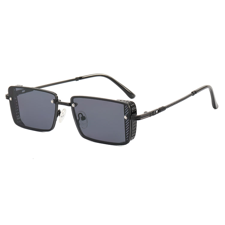 Don Unisex Small Rectangular Metal Frame UV400 Sunglasses
