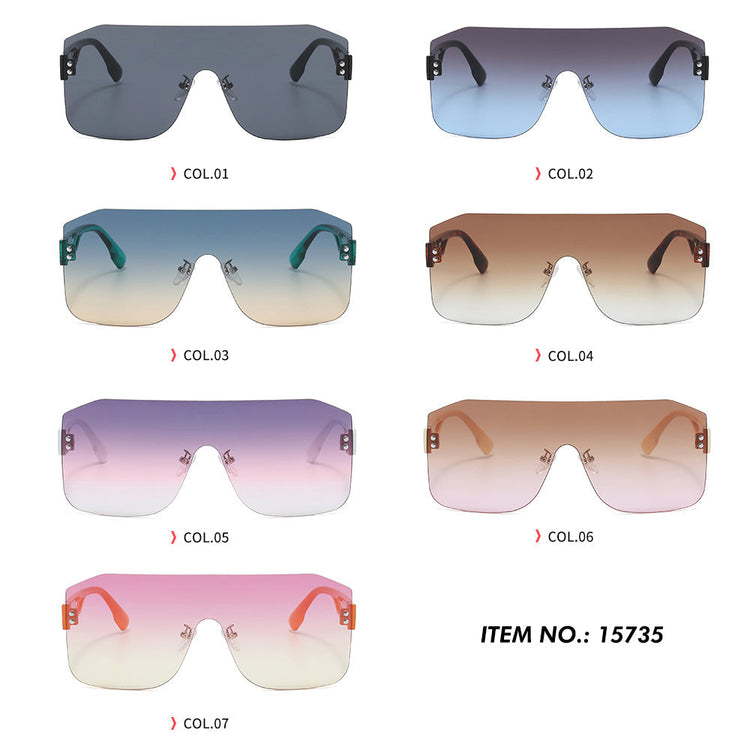 JADA Women's UV400 Rimless Single-Lens Pilot Frame Sunglasses