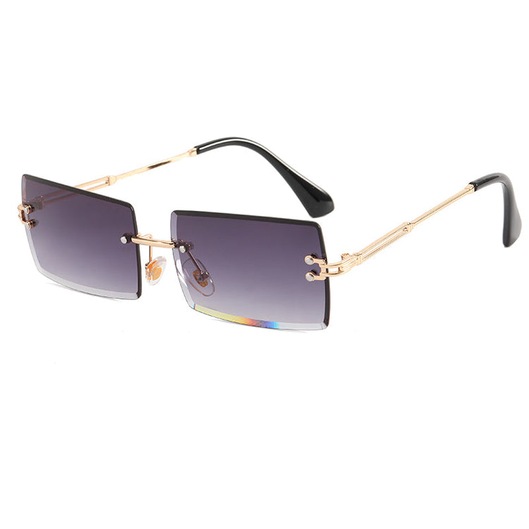 AMARI UNISEX TINTED UV 400 SMALL RIMLESS RECTANGLE FRAME SUNGLASSES
