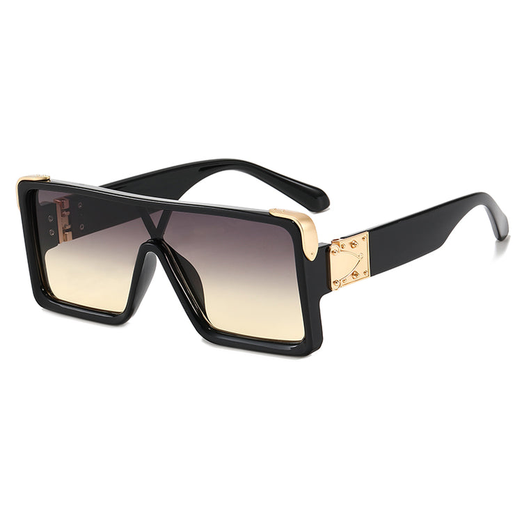 Shane Unisex Oversized UV400 Mono Lens Rectangular Frame Sunglasses