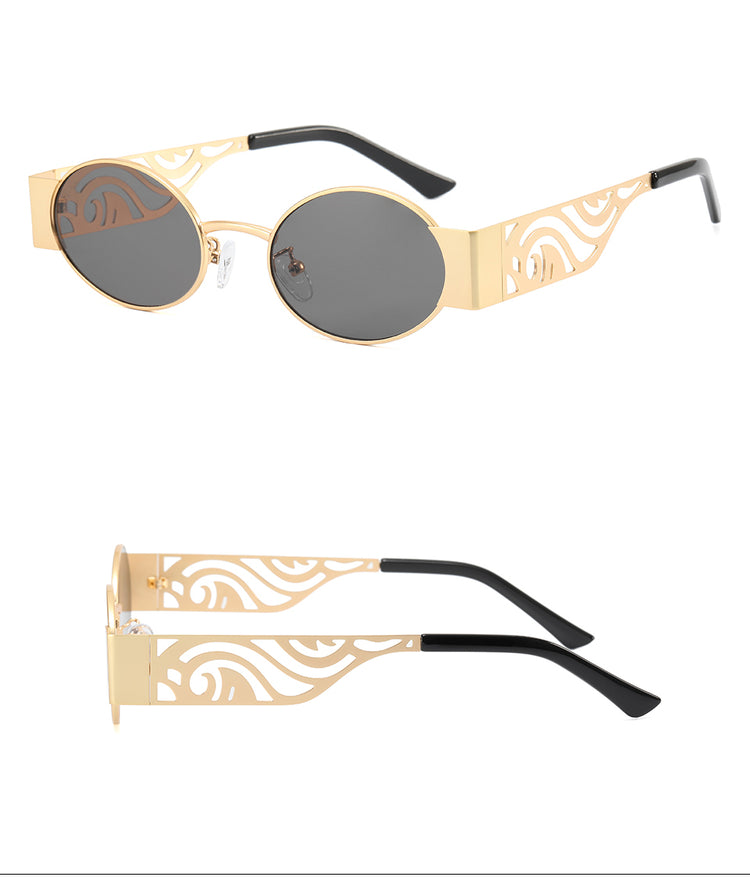 MALLIE Unisex UV400 Oval Vintage Metal Detail Shades