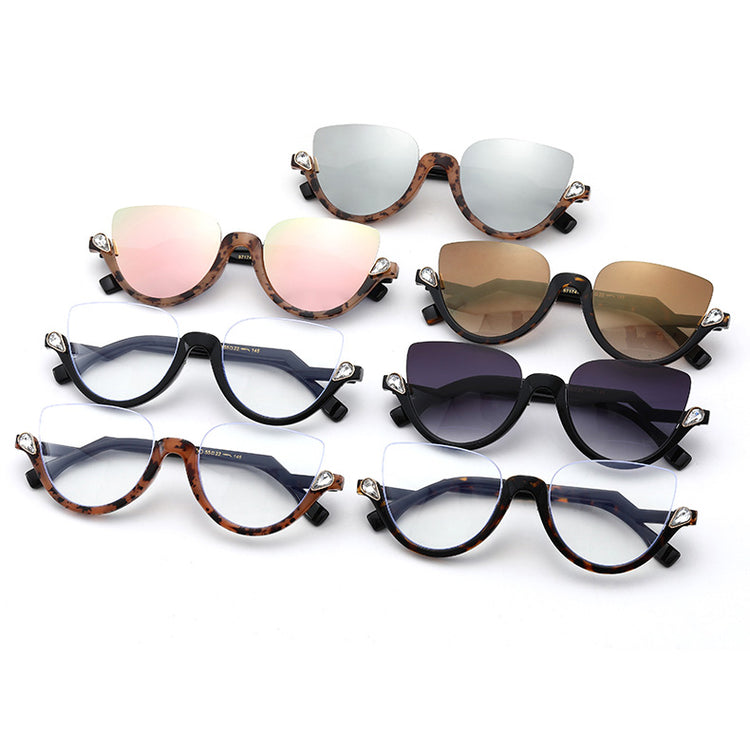 HELEN HALF CAT EYE BLUE LIGHT FRAME - BROWN