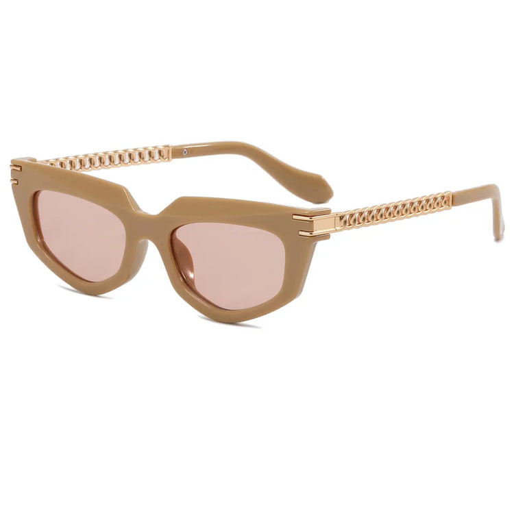 NORA WOMEN'S UV400 VINTAGE POLYGON CAT EYE  SUNGLASSES