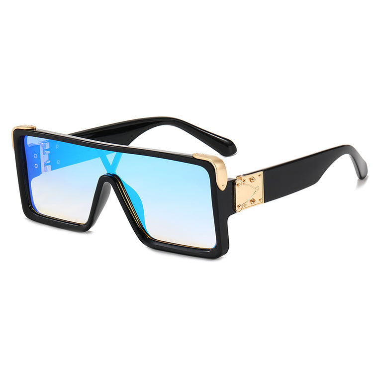 Shane Unisex Oversized UV400 Mono Lens Rectangular Frame Sunglasses