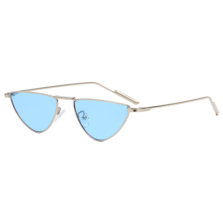 ANDREA WOMEN'S UV400 SMALL METAL TRIANGLE CAT EYE SUNGLASSES