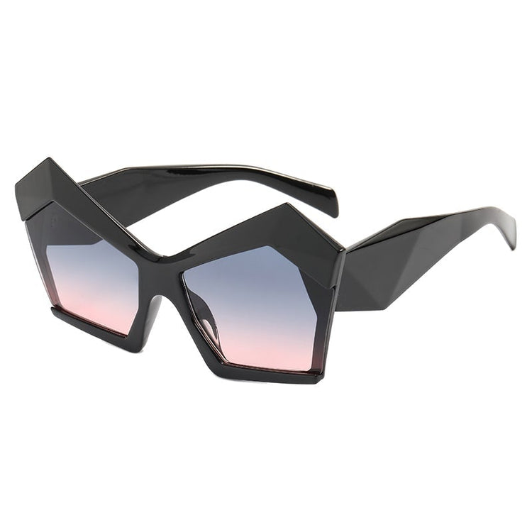 BROOKE RETRO VINTAGE POLYGON OVERSIZED SUNGLASSES - ORANGE