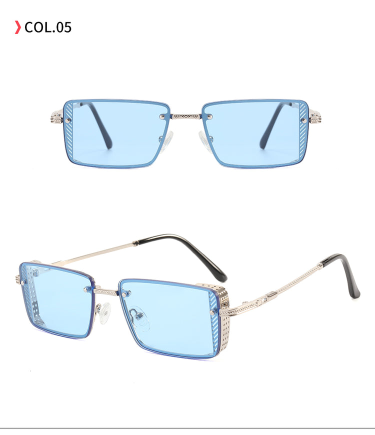 Don Unisex Small Rectangular Metal Frame UV400 Sunglasses
