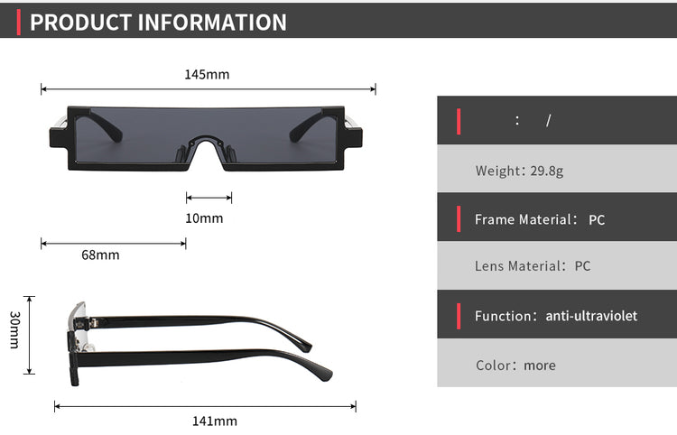 MICHELE UNISEX UV 400 SLIM RECTANGLE FRAME SUNGLASSES
