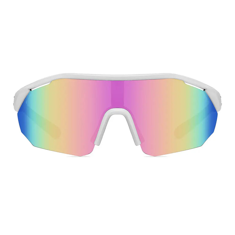 ADRIEN UNISEX POLARIZED HALF-RIM OVERSIZED SHIELD FRAME SUNGLASSES