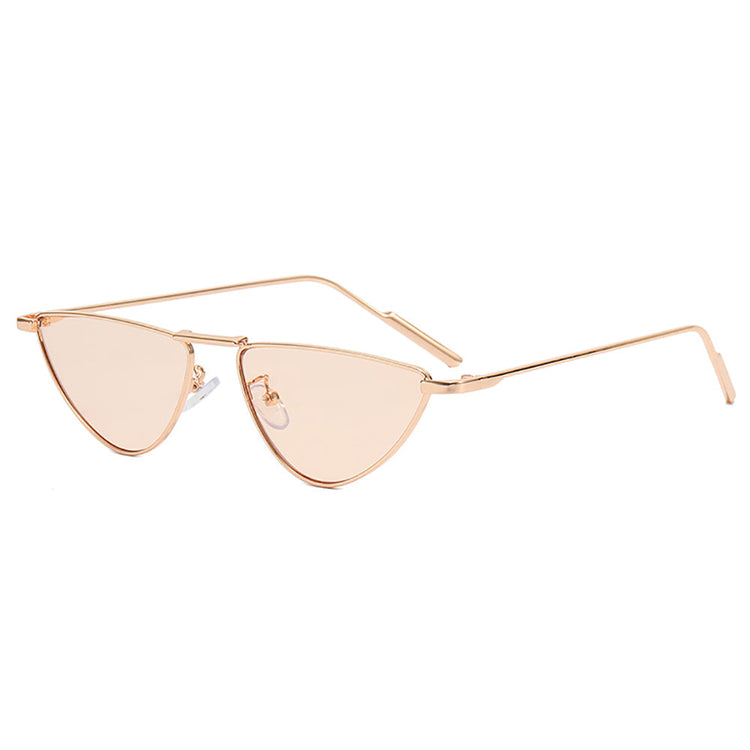ANDREA WOMEN'S UV400 SMALL METAL TRIANGLE CAT EYE SUNGLASSES