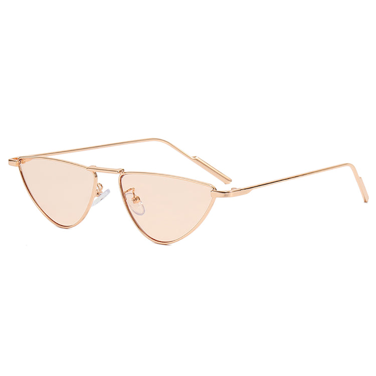ANDREA WOMEN'S UV400 SMALL METAL TRIANGLE CAT EYE SUNGLASSES