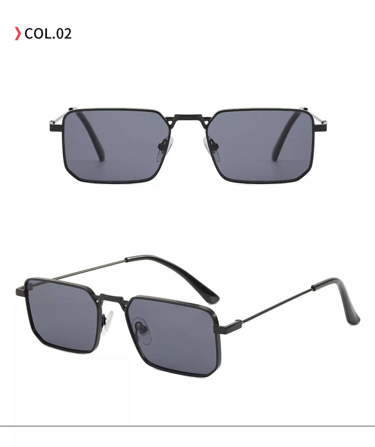 Warren Men's Small Rectangle Metal Frame Sunglasses