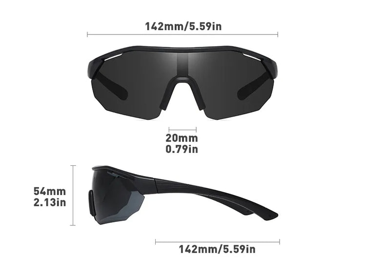ADRIEN UNISEX POLARIZED HALF-RIM OVERSIZED SHIELD FRAME SUNGLASSES