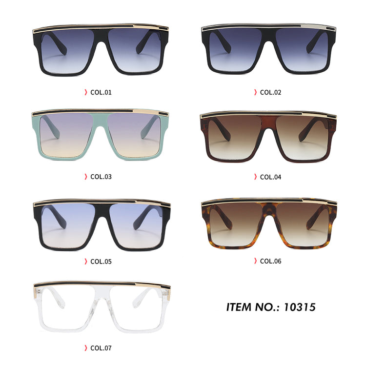 ACE MEN'S FLAT TOP METAL RECTANGULAR FRAME SUNGLASSES