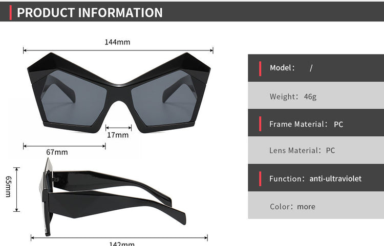 BROOK RETRO VINTAGE UV400 POLYGON OVERSIZED SUNGLASSES