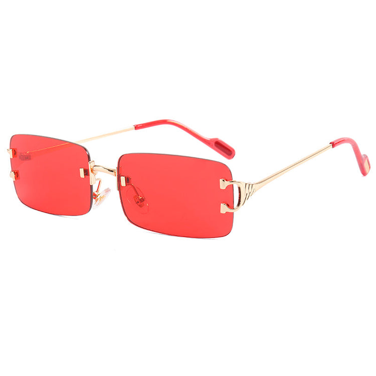 AMAR UNISEX UV 400 METAL RIMLESS RECTANGLE FRAME SUNGLASSES