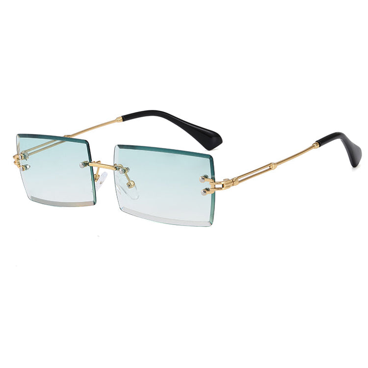 AMARI UNISEX TINTED UV 400 SMALL RIMLESS RECTANGLE FRAME SUNGLASSES