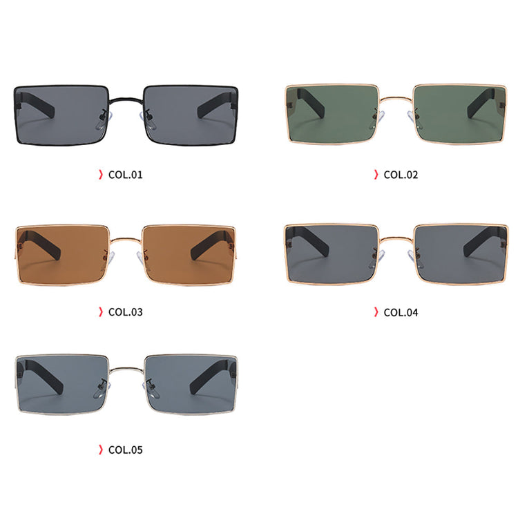 DWAYNE UNISEX UV400 SMALL RECTANGLE METAL FRAME SUNGLASSES