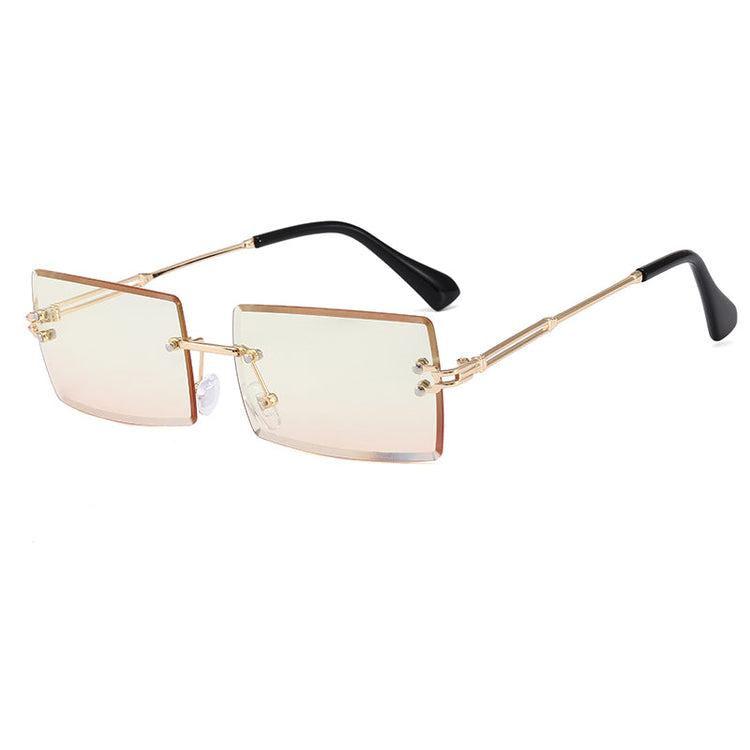 AMARI UNISEX TINTED UV 400 SMALL RIMLESS RECTANGLE FRAME SUNGLASSES