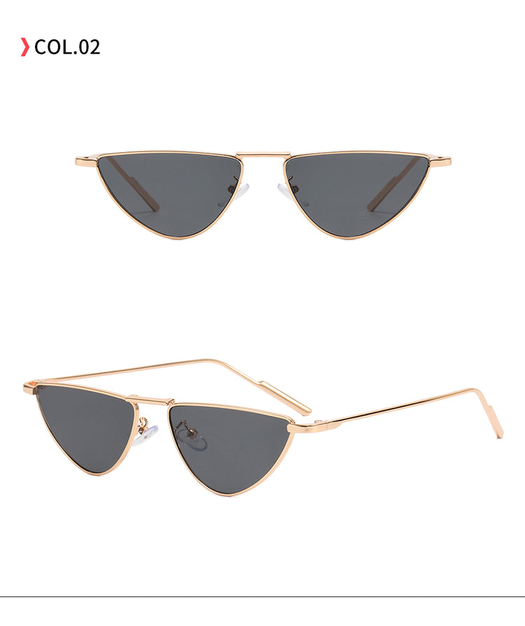 ANDREA WOMEN'S UV400 SMALL METAL TRIANGLE CAT EYE SUNGLASSES
