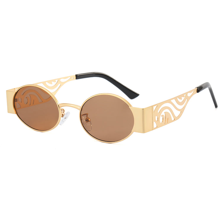 MALLIE Unisex UV400 Oval Vintage Metal Detail Shades