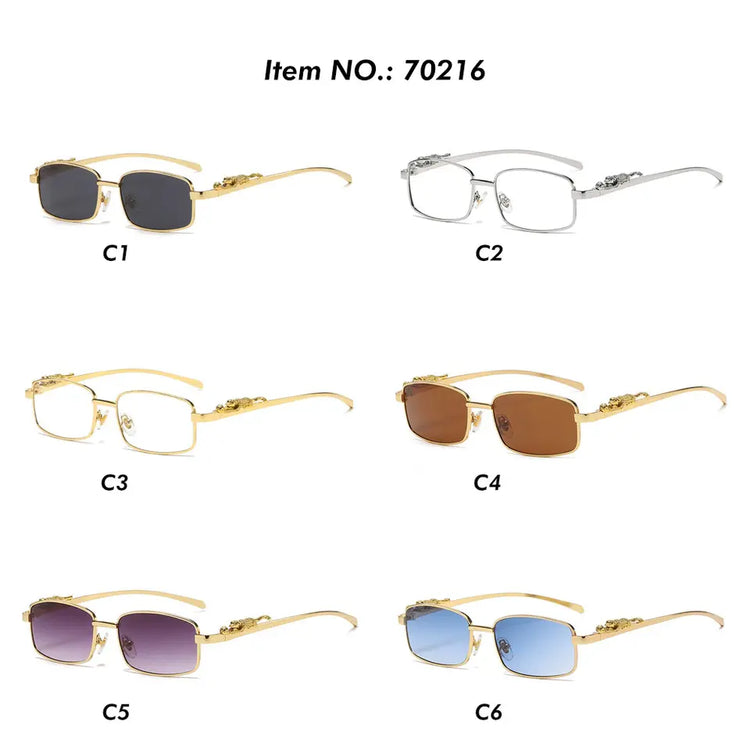 SKIPP  UNISEX SMALL RECTANGULAR METAL CHEETAH  FRAME UV 400  SUNGLASSES