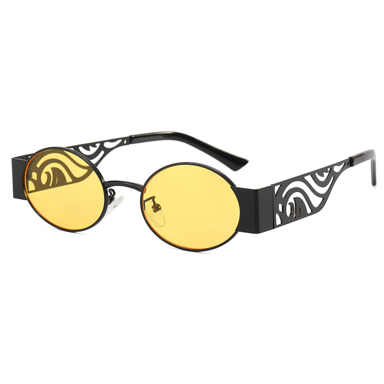 MALLIE Unisex UV400 Oval Vintage Metal Detail Shades