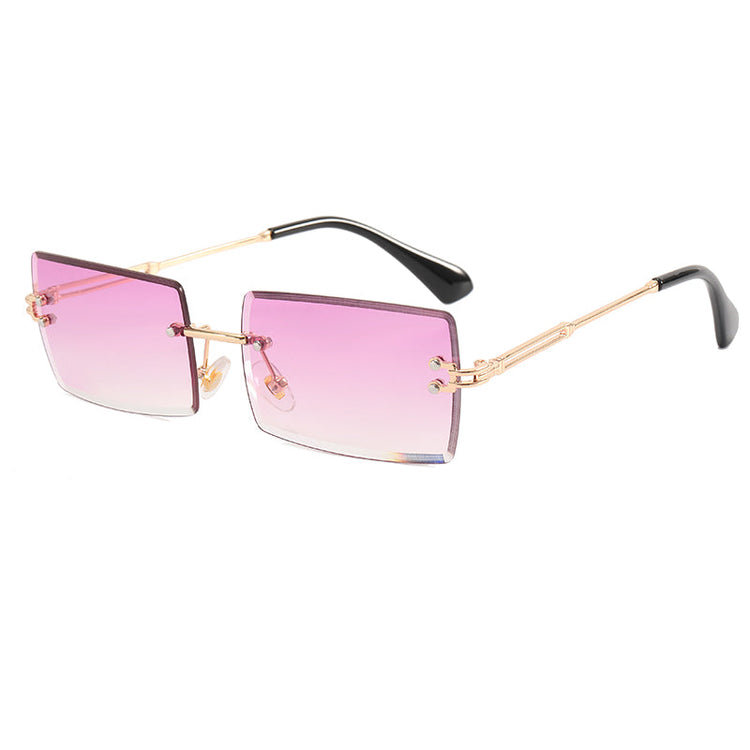 AMARI UNISEX TINTED UV 400 SMALL RIMLESS RECTANGLE FRAME SUNGLASSES