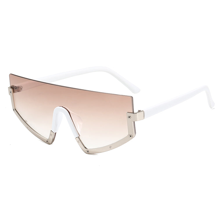 SHAWN UNISEX UV 400 HALF FRAME SHIELD SUNGLASSES