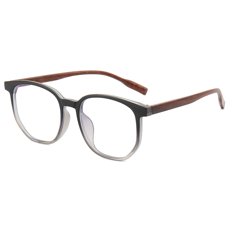 Elliot Unisex Geometric Frame Anti-Blue Light Retro Faux Wood Glasses