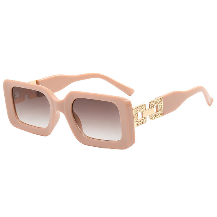 QUINTON UNISEX UV400 METAL MIX RECTANGLE SUNGLASSES