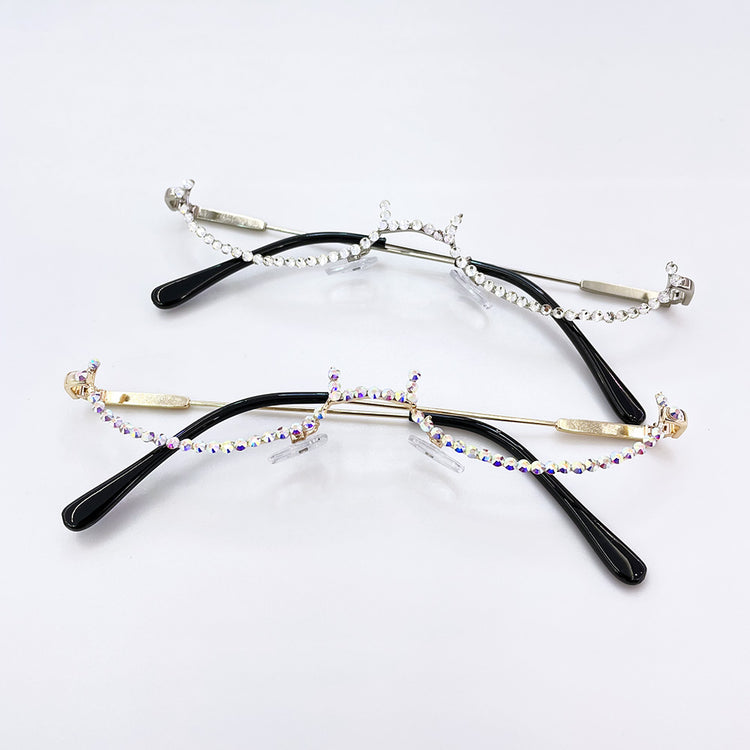 MISSY WOMEN'S OVAL RHINESTONE HALF-FRAME STATEMENT SHADES