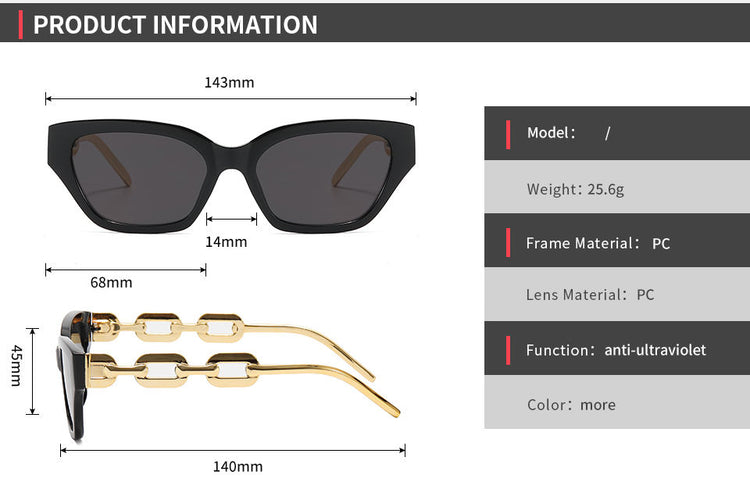 Lorraine Women's Vintage Chain-Link Cat-Eye Sunglasses