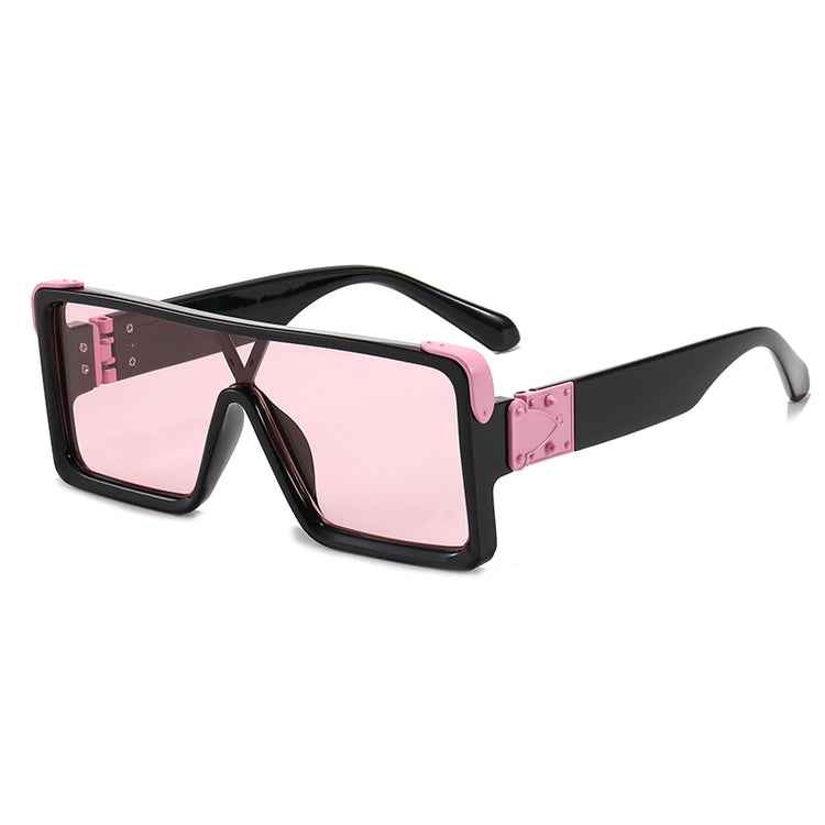 Shane Unisex Oversized UV400 Mono Lens Rectangular Frame Sunglasses